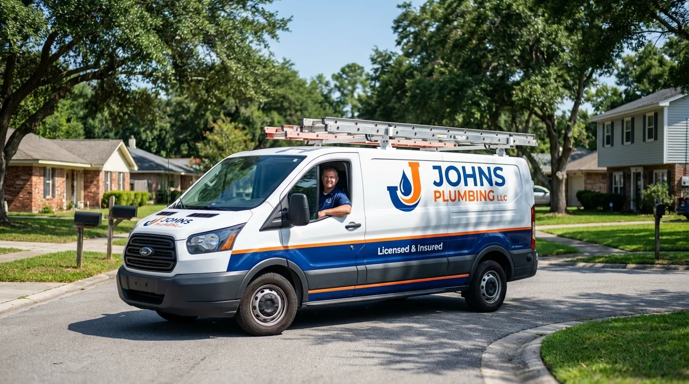 Johns Plumbing LLC service van in Niverville, NY