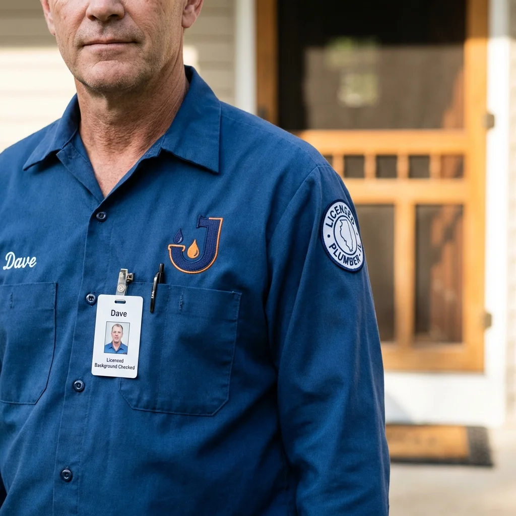 Licensed plumber showing ID badge in Niverville, NY