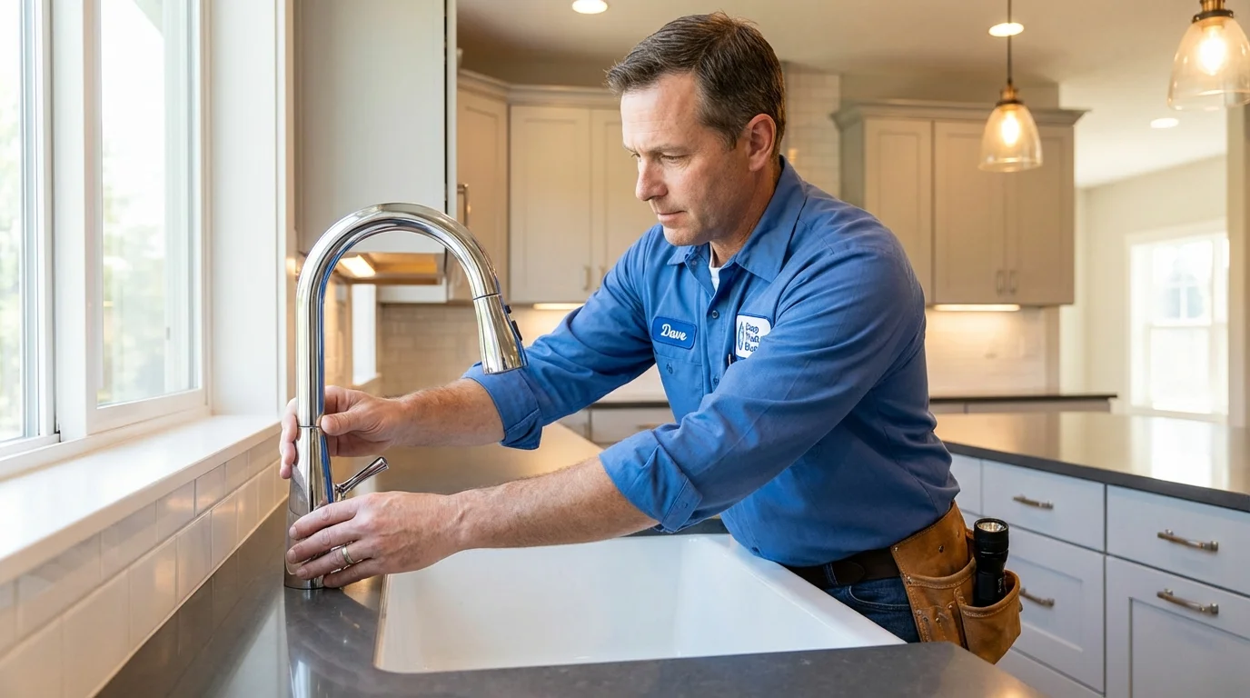 Kitchen faucet installation by Johns Plumbing LLC in Niverville