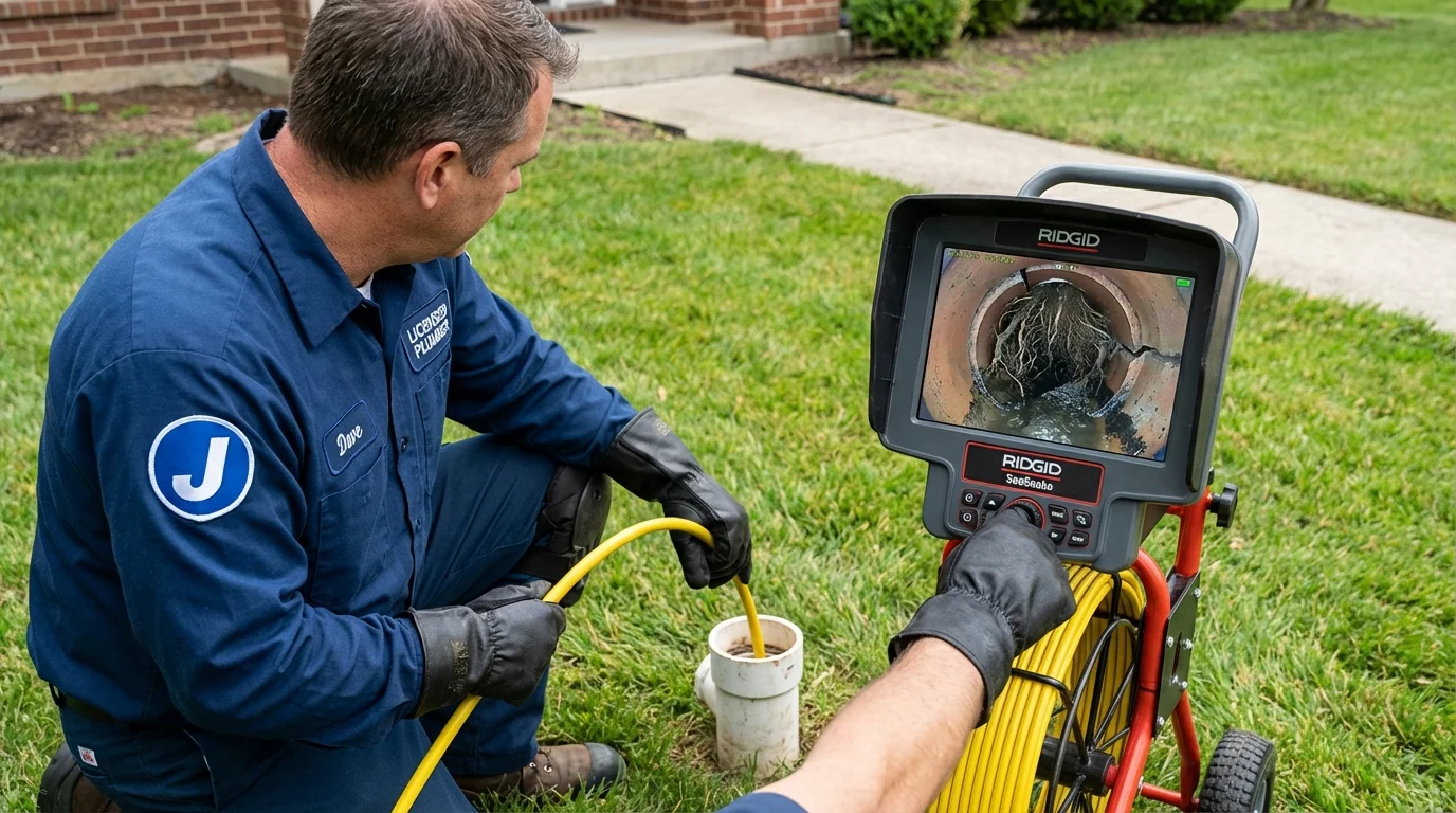 Sewer camera inspection being performed by Johns Plumbing LLC in Niverville