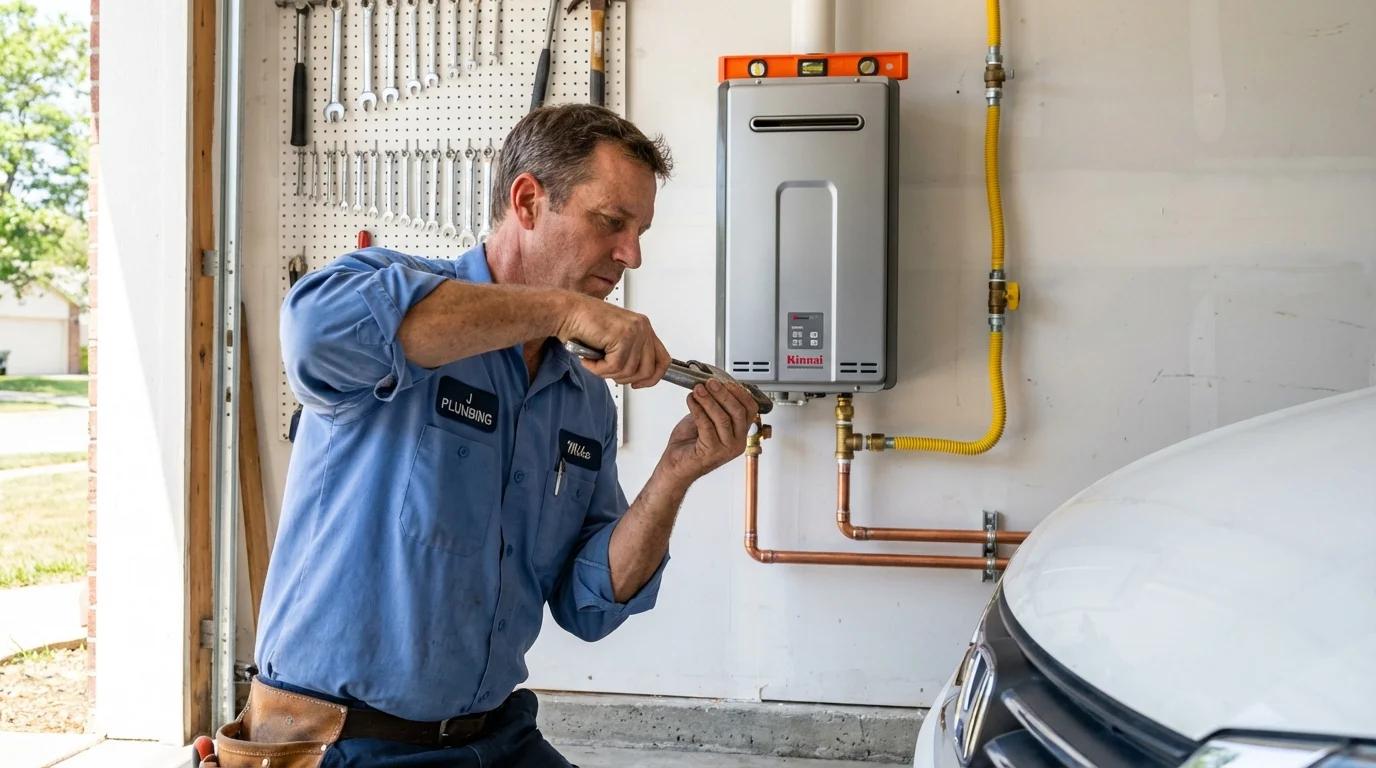 Tankless water heater installation by a Johns Plumbing LLC plumber in Niverville