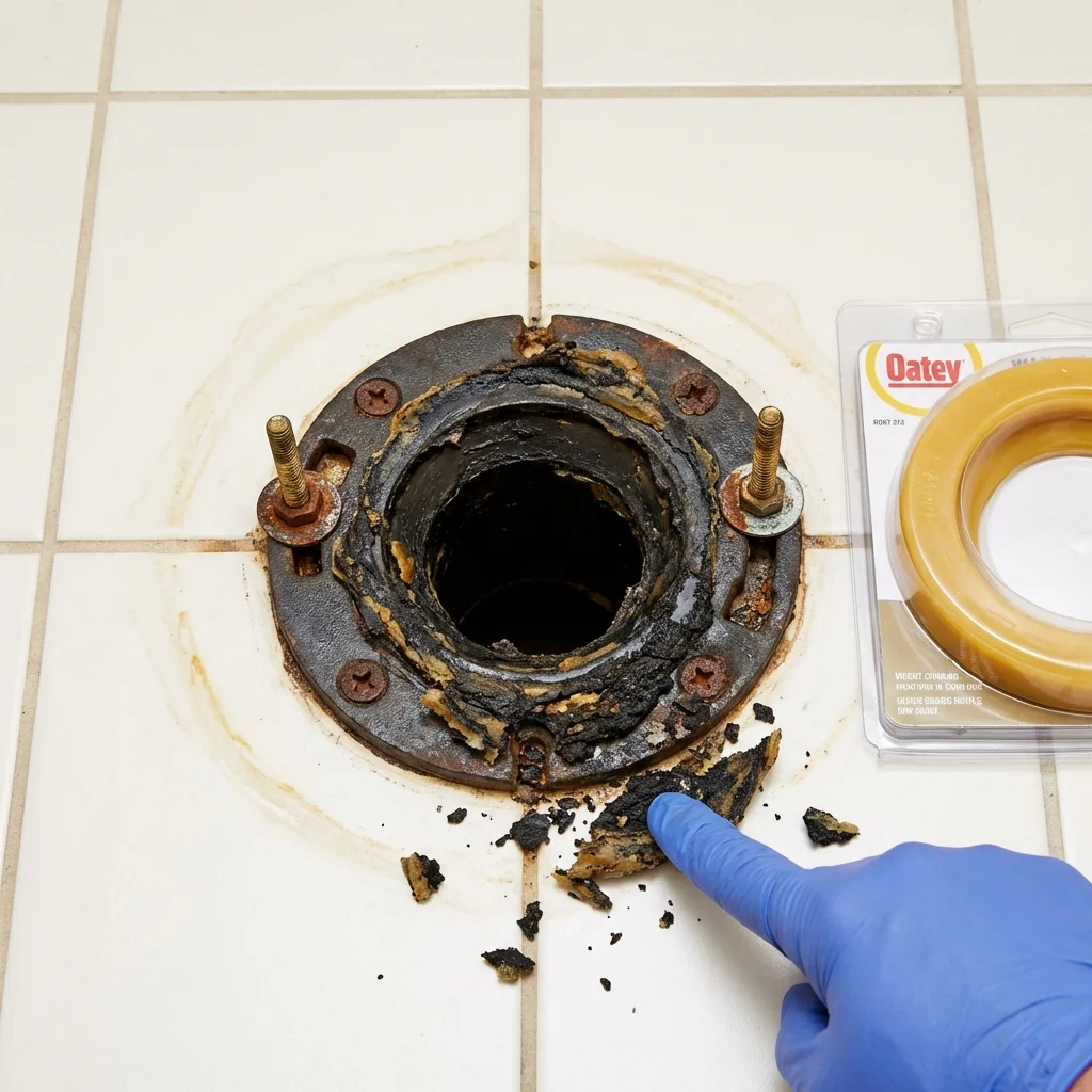 Failed wax ring showing water seepage at the base of a toilet in a Niverville, NY home